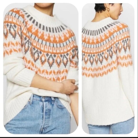 BNWT - AERIE FAIRISLE SWEATER WHITE - Picture 1 of 7